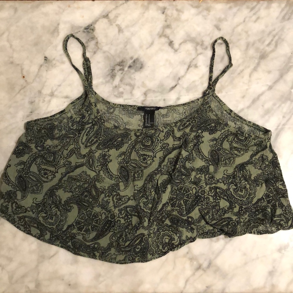 Forever21 Paisley Tank Crop Top - Picture 2 of 4